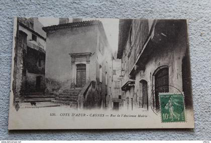 Cpa 1923, Cagnes sur mer, rue de l'ancienne mairie, Alpes maritimes 06