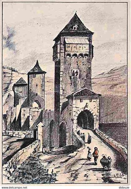 46 - Cahors - Gravures Anciennes - Cahors au temps jadis - Le Pont Valentré - CPM - Voir Scans Recto-Verso