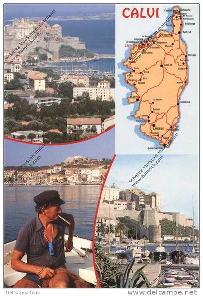 CALVI Haute Corse 20 2B : ville pêcheur carte de l'ile