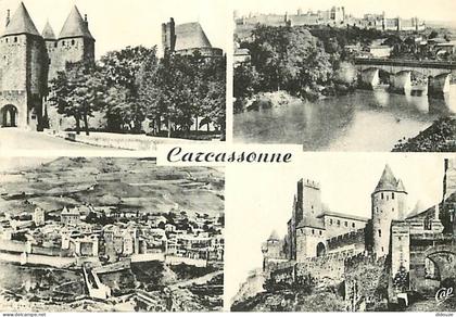 11 - Carcassonne - La Cité de Carcassonne - Multivues - Carte dentelée - CPSM grand format - Voir Scans Recto-Verso