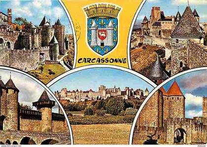 11 - Carcassonne - La Cité médiévale - Multivues - Blasons - Flamme Postale de Carcassonne - CPM - Voir Scans Recto-Vers