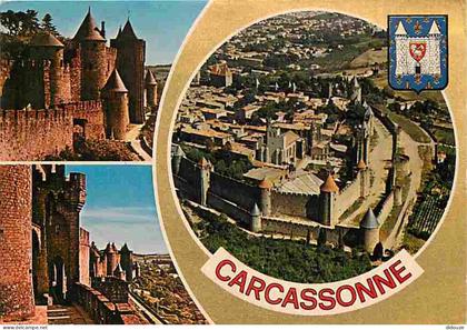 11 - Carcassonne - La Cité médiévale - Multivues - Blasons - Flamme Postale de Carcassonne - CPM - Voir Scans Recto-Vers