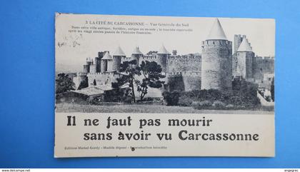 CPA  Aude - La cité de Carcassonne - " Il ne faut pas mourir sans avoir vu Carcassonne "