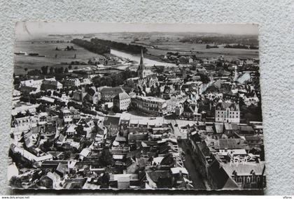 Cpm 1957, Carentan, vue aérienne de la ville, Manche 50