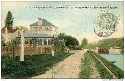 CARRIERES SOUS POISSY(YVELINES) RESTAURANT HUBLET(CARTE EN COULEUR)