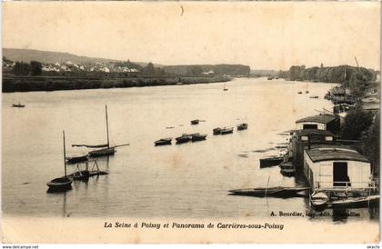 CPA POISSY - La SEINE a POISSY et Panorama de CARRIERES-sous (102934)