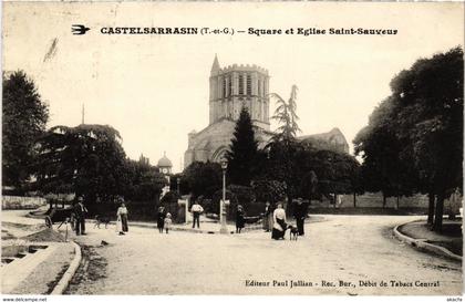 CPA CASTELSARRASIN Square et Église St-SAUVEUR (89662)