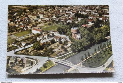 Cpm 1969, Castelsarrasin, vue générale aérienne et le canal du midi, Tarn et Garonne 82