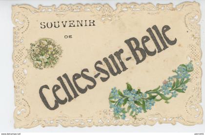 CELLES SUR BELLE - Très jolie carte fantaisie fleurs "Souvenir de CELLES SUR BELLE "