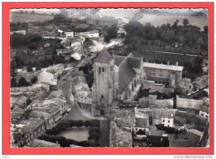 CPSM: Celles sur Belle (79) L'Eglise (Editeur Gaby N°5) - Vue aérienne