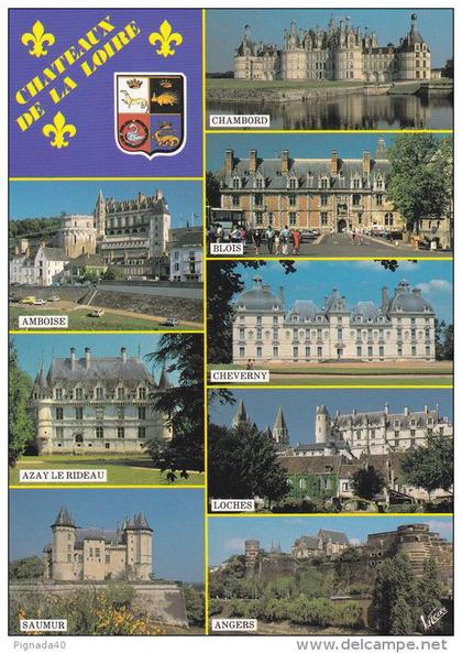 cp , RÉGIONS , CENTRE-VAL-de-LOIRE , Châteaux de la Loire , blason , Mult-Vues