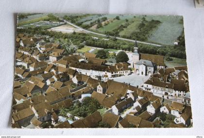 Cpm 1965, Cerisiers, place de l'hôtel de ville, vue aérienne, Yonne 89