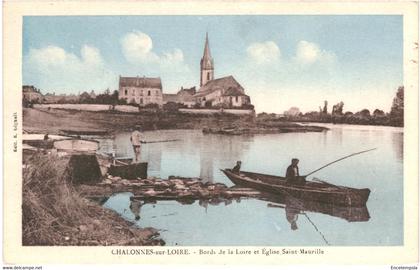 CPA-Carte postale France-Chalonnes-sur-Loire Bords de la Loire et Eglise Saint Maurille  VM50248