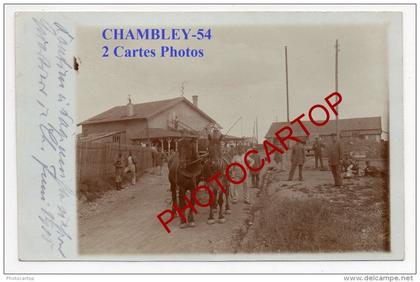 CHAMBLEY BUSSIERES-Cantine-Scierie-Fenaison-2xCartes Photos allemandes-Guerre14-18-1WK-Militaria-Frankreich-France-54-