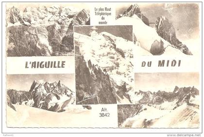 CPSM FRANCE 74 HAUTE-SAVOIE CHAMONIX-MONT-BLANC - Multivues L'Aiguille du Midi - 1964