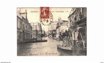 Carte POSTALE Ancienne de  CHAMPIGNY sur MARNE - Inondations 1910, la Rue Mignon