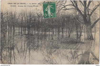 Crue de la Seine - 29 Janvier 1910 - Avenue des Champs-Elysées