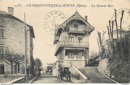 CPA 69 Rhône Charbonnières les Bains Charbonniere La Grande Rue - Attelage
