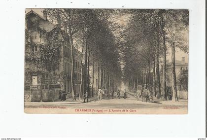 CHARMES (VOSGES) L'AVENUE DE LA GARE (DILIGENCE ATTELAGE CHEVAL CYCLISTE ET ANIMATION) 1912