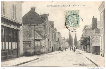 CPA Châteauneuf sur Sarthe - Route de la Gare