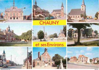 02 - Chauny - et ses environs - Multivues - Automobiles - 2CV - CPM - Flamme Postale de Chauny 02 - Voir Scans Recto-Ver