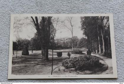 D196, Cpa 1937, Chauny, les promenades, Aisne 02