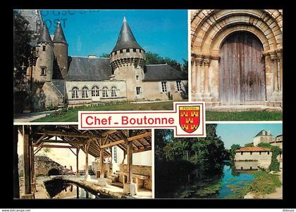 79 - Chef-Boutonne - Multivues - Lavoir - Blasons - Flamme Postale de Chef-Boutonne - CPM - Voir Scans Recto-Verso