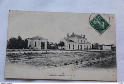 Cpa 1913, Chef Boutonne, la gare, Deux Sèvres 79