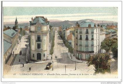 cp, 63, Clermont Ferrand, Nouvelle oste, Avenue Charrat et de la Gare, écrite 1918