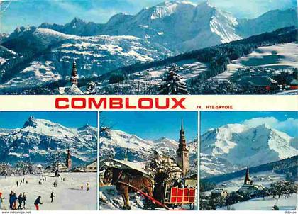 74 - Combloux - Multivues - Chevaux - Traineau - Hiver - Neige - Flamme Postale - CPM - Voir Scans Recto-Verso