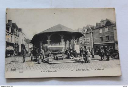 Cpa 1912, Combourg, le marché, Ille et Vilaine 35