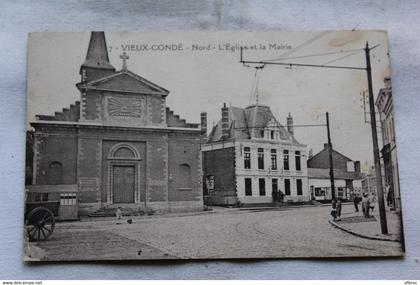 vieux Condé , l'église et la mairie, Nord 59