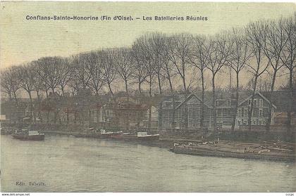 CPA Conflans-Saint-Honorine Les Batelleries Réunies - Péniches