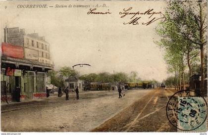 CPA AK COURBEVOIE Station de TRAM VAPEUR  (977379)