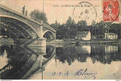 94 - Creteil - La Marne au Pont de Créteil - Animée - CPA - Oblitération de 1908 - Voir Scans Recto-Verso