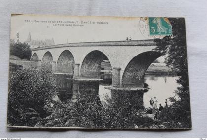 Cpa 1910, Dangé saint Romain, le pont de St Romain, Vienne 86