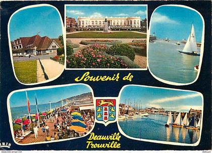 14 - Deauville - Trouville - Multivues - Les Planches - Fleurs - Blasons - Flamme Postale de Deauville - CPM - Voir Scan