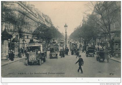 PARIS - IIème arrondissement - Le Boulevard Poissonnière (animation avec autobus)