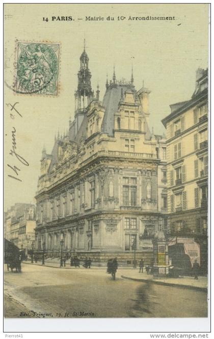 PARIS - Xème arrondissement - Mairie du Xème arrondissement ( belle carte toilée)