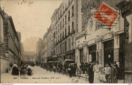 75 - PARIS - arrondissement 15 - rue du Théâtre -  calèche - taxi - théâtre