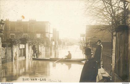 PARIS 16 arrondissement ( carte photo)  rue Vann Loo  ( inondation 1910 )