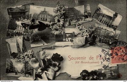 75 - PARIS - arrondissement 20 - Multi vues - souvenir de Paris