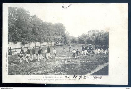 cpa du 95  Domont Manoeuvre de Pompiers place de la Sablière   AVR20-177ter