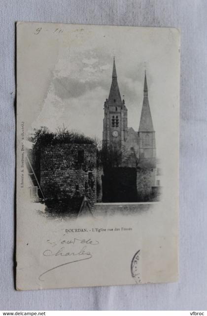 Cpa 1907, Dourdan, l'église rue des Fossés, Essonne 91