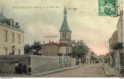 ENNEZAT GRANDE RUE (CARTE TOILEE ET COLORISEE)