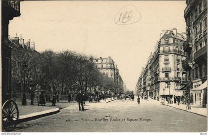 CPA PARIS 5e - Rue des Ecoles et Square Monge (52380)