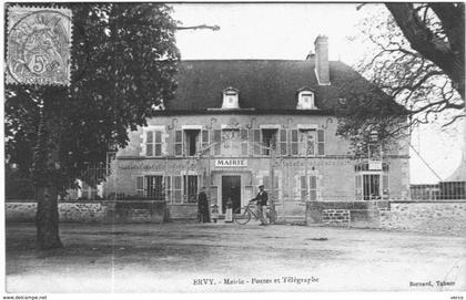 Carte Postale Ancienne de ERVY LE CHATEL-Mairie-Postes et Télégraphe