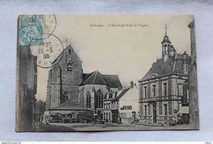 Cpa 1905, Esternay, l'hôtel de ville et l'église, Marne 51