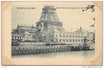 paris - ref B203 - exposition de 1900 - palais de la navigation et du commmerce - tour eiffel  - carte bon etat -