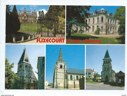 CPM - Flixecourt et ses environs    -  (Somme) - (château , châteaux , église , églises , multivue , multivues )